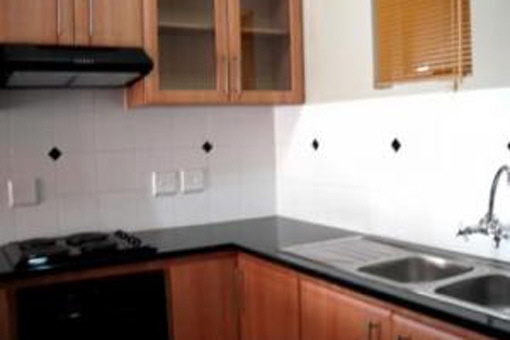 Kitchen area with new cupboards